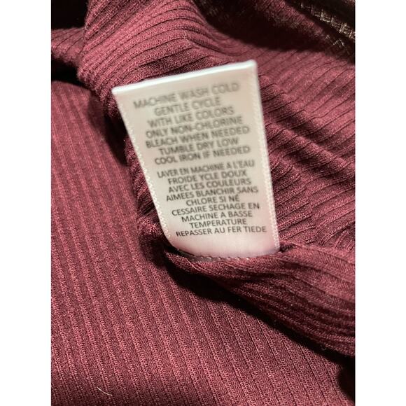 Love Fire Women's Size S/P Crisscross Long Sleeve Rib Knit Dress Burgundy - Picture 7 of 8